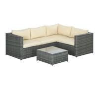 Premium Outsunny 3Pcs Rattan Corner Sofa Set | Garden Furniture + Cushion | High