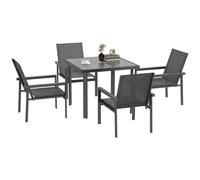 Premium Outsunny 5 Pc Garden Dining Set: Outdoor Table & 4 Chairs, Grey