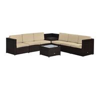 Premium Outsunny 6-Seater Rattan Sofa Set - Brown, Steel Frame