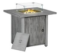 Premium Outsunny Gas Fire Pit Table - 40,000 BTU Burner, Cover, Glass Screen - G