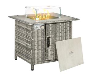 Premium Outsunny Gas Fire Pit Table | Rain Cover, Windscreen & Lava Stone | 50,0