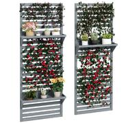 Premium Outsunny Wall Mounted Plant Stands - Set of 2 - Shelves & Trellis