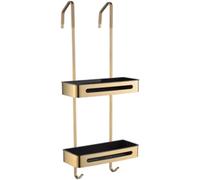 Premium Over the Door Storage Caddy - Rustproof Stainless Steel, Waterproof Bath Organizer with Adhesive Hooks - Space-Saving Gold Finish for Bathroom & Toilet Essentials