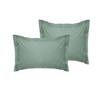 Premium Oxford Pillowcase Set (2 Pieces), Green, 80 x 80 + 5 cm, 100% Cotton Ranforce, 145 Thread Count | Envelope Closure, Machine Washable at 30°C