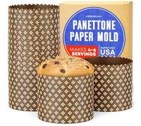 Premium Panettone Paper Mold Large - 20 oz Disposable Panettone Pan for Cake and Bread - 5 in Panettone Mold 500 g - Forms for Baking Paska and Kulich for Christmas 12 pack