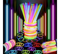 Premium Party Glow Sticks for Kids- 100 Pcs Glow in the Dark Sticks with Connectors- Premium 8 inch Glow Sticks Bulk Pack- Ultra Bright Glow Party Supplies- 100 Pack