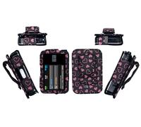 Premium Patterned Holster (with Belt Clip/Metal Loop/Lanyard) for Tandem Diabetes Care Insulin Pump T:Slim X2 (All Models) (Black-Sweetheart-B)