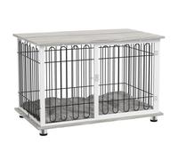 Premium PawHut Dog Crate Furniture End Table - Lockable Door & Soft Cushion