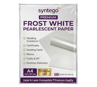 Premium Pearlescent Paper A4 (8.27 x 11.7”) 120gsm (32lb Bond) - Shimmer Cardstock Sheets for Inkjet & Laser Printers - Ideal for Certificates, Invitations, Menus & Crafts - Made in UK (100, White)