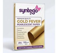 Premium Pearlescent Paper A4 (8.27 x 11.7”) 120gsm (32lb Bond) - Shimmer Cardstock Sheets for Inkjet & Laser Printers - Ideal for Certificates, Invitations, Menus & Crafts (10, Gold Fever)