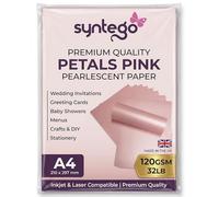 Premium Pearlescent Paper A4 (8.27 x 11.7”) 120gsm (32lb Bond) - Shimmer Cardstock Sheets for Inkjet & Laser Printers - Ideal for Certificates, Invitations, Menus & Crafts (50, Petals Pink)