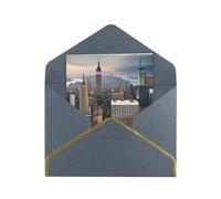 Premium Pearlized Blank Greeting Card New York Fashion City Print Rose Gold Foil Edge All-Occasion Notecard Set