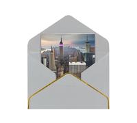 Premium Pearlized Blank Greeting Card New York Fashion City Print Rose Gold Foil Edge All-Occasion Notecard Set