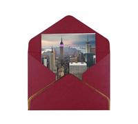 Premium Pearlized Blank Greeting Card New York Fashion City Print Rose Gold Foil Edge All-Occasion Notecard Set