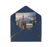 Premium Pearlized Blank Greeting Card New York Fashion City Print Rose Gold Foil Edge All-Occasion Notecard Set