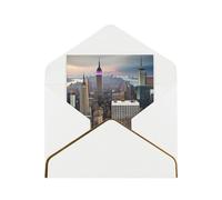 Premium Pearlized Blank Greeting Card New York Fashion City Print Rose Gold Foil Edge All-Occasion Notecard Set