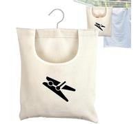 Premium Peg Bag - Large Peg Bag with Closing Cord and Hanging Hook, PEGG Bags for Laundry Clothes Pegs, Indoor Outdoor Pegs Organizer Storage Use, Beige, Reusable Laundry Storage