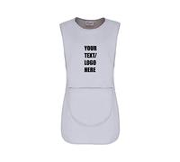 Premium Personalised Custom Embroidered Ladies Pocket Tabard Workwear Bar Cleaning Apron, (S, Silver)