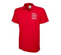 Premium Personalised Custom Embroidered Left Chest Text Uneek UC101 Polo for Boys Girls Men and Women Olympic Custom Top (RED, M, m)