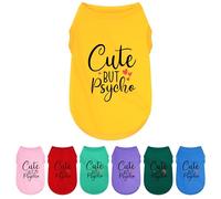 Premium Pet Clothes: Sleeveless Tank Top Dog Shirts - Soft Polyester Vest with 'Cute but Psycho' Playful Print for Small/Medium Breeds Yellow XXL