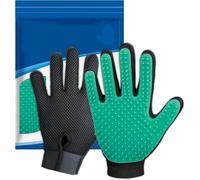 Premium Pet Deshedding Gloves 1 Pair Green, Gentle De-Shedding Brush for Long & Short Haired Dogs & Cats, Effective Hair Removal Mitt for Bathing Grooming