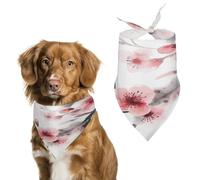 Premium Pet Scarf, Asian Watercolor Cherry Florals Print Soft & Breathable Triangle Bandana for Dogs & Cats, Perfect for Daily Wear Or Special Occasions