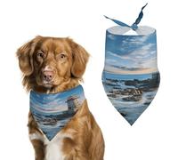 Premium Pet Scarf, Beach Lighthouse Print Soft & Breathable Triangle Bandana for Dogs & Cats, Perfect for Daily Wear Or Special Occasions