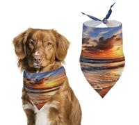 Premium Pet Scarf, Beach Sunrise Print Soft & Breathable Triangle Bandana for Dogs & Cats, Perfect for Daily Wear Or Special Occasions