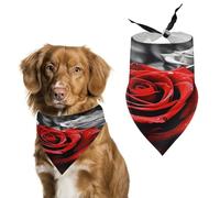 Premium Pet Scarf, Black White and Red Roses Print Soft & Breathable Triangle Bandana for Dogs & Cats, Perfect for Daily Wear Or Special Occasions