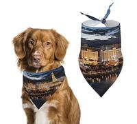 Premium Pet Scarf, Las Vegas Night View Print Soft & Breathable Triangle Bandana for Dogs & Cats, Perfect for Daily Wear Or Special Occasions