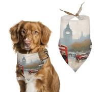Premium Pet Scarf, London Impression Print Soft & Breathable Triangle Bandana for Dogs & Cats, Perfect for Daily Wear Or Special Occasions