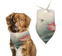 Premium Pet Scarf, Lotus Flower and Dragonfly Print Soft & Breathable Triangle Bandana for Dogs & Cats, Perfect for Daily Wear Or Special Occasions