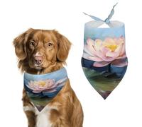 Premium Pet Scarf, Lotus Flower Painting Print Soft & Breathable Triangle Bandana for Dogs & Cats, Perfect for Daily Wear Or Special Occasions