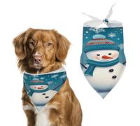 Premium Pet Scarf, Lovely Christmas Cartoon Skiing Snowman Snowflake Print Soft & Breathable Triangle Bandana for Dogs & Cats, Perfect for Daily Wear Or Special Occasions