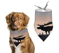 Premium Pet Scarf, Moose Mountain Pine Tree Wilderness Print Soft & Breathable Triangle Bandana for Dogs & Cats, Perfect for Daily Wear Or Special Occasions