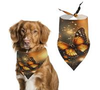Premium Pet Scarf, Orange Butterfly Print Soft & Breathable Triangle Bandana for Dogs & Cats, Perfect for Daily Wear Or Special Occasions