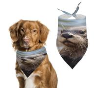 Premium Pet Scarf, Otter Playing in The Water Print Soft & Breathable Triangle Bandana for Dogs & Cats, Perfect for Daily Wear Or Special Occasions