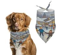 Premium Pet Scarf, Snowman Skating Rink Print Soft & Breathable Triangle Bandana for Dogs & Cats, Perfect for Daily Wear Or Special Occasions