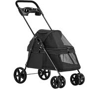 Premium Pet Strollers for Small Dogs Dog/Cat Stroller, 4 Wheel Dog Pram Stroller Buggy with Cup Holder Lightweight and Portable, Easy to Fold (Black)