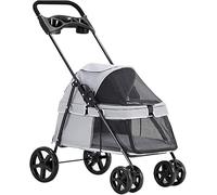 Premium Pet Strollers for Small Dogs Dog/Cat Stroller 4 Wheel Dog Pram Stroller with Cup Holder Lightweight and Portable Easy to Fold (Pink) (Grey)