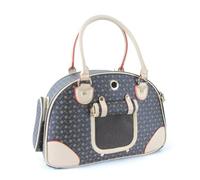 Premium Pet Travel Carrier Handbag with Checkered Pattern, Plush Teddy Bear Design, Luxury PU Leather Trim, Portable Pet Tote for Small Dogs Cats (Brown,L)