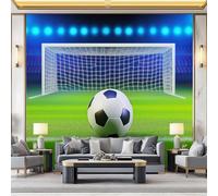 Premium Photo Wallpaper Stadium Goal 450 x 280 cm - Non-Woven Premium Art Print Fleece Wall Mural Decoration Poster Picture Design Modern - Soccer Grass