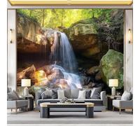 Premium Photo Wallpaper Tropical Forest 300 x 210 cm - Non-Woven Premium Art Print Fleece Wall Mural Decoration Poster Picture Design Modern - Waterfall Rocks Creek