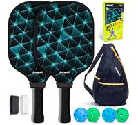 Premium Pickleball Paddles Set of 2, Fiberglass Surface & Polypropylene Honeycomb Core, Lightweight (7.5oz) with 4 Indoor/Outdoor Balls,GripTapesCarry Bag, Perfect for Beginner Men Women
