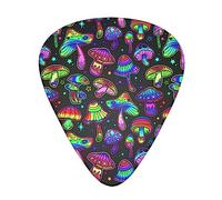 Premium Picks (12 Pack) For Electric Guitar, Acoustic Guitar, Mandolin, And Bass, Abalone, Medium (trippy magic neon mushrooms)