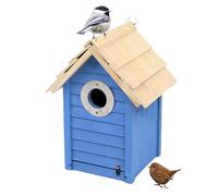 Premium Pine Wood Bird House for Outside - Weather-Resistant Bluebird & Chickadee Nesting Box with Metal Guard