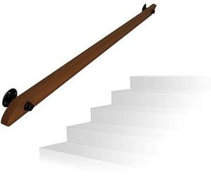 Premium Pine Wooden Stair il 25CM-600CM Solid Wall Railing for Villa & Loft Indoor/Outdoor Elderly Support il with Installation Kit (480CM)