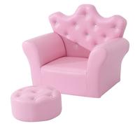 Premium Pink Kids Sofa Set - Free Footstool Included - High-Quality PU Leather -