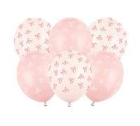 PartyDeco Party Balloons Premium Pink with Decorative Bows – 6 Pack