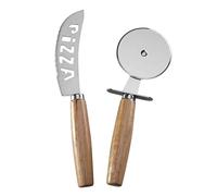 Premium Pizza Knife Set - Stainless Steel Blade with Log Handle, Essential Kitchen Baking Tool - 2 Piece Set